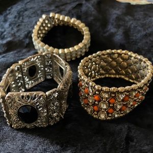 Eye catching vintage  bracelets, beads, mother of pearl, silver, gold,